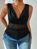 Side Drawstring Ruched Tank - Trendsi - Flyclothing LLC