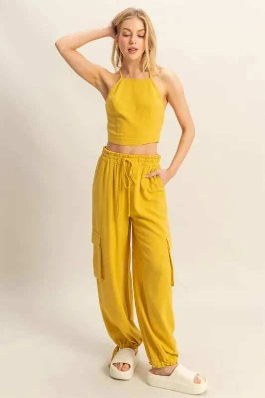 HYFVE Crop Top and Cargo Pants Set - Trendsi - Flyclothing LLC