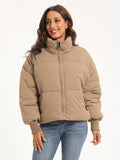 Zip Up Turtleneck Long Sleeve Winter Coat - Trendsi - Flyclothing LLC