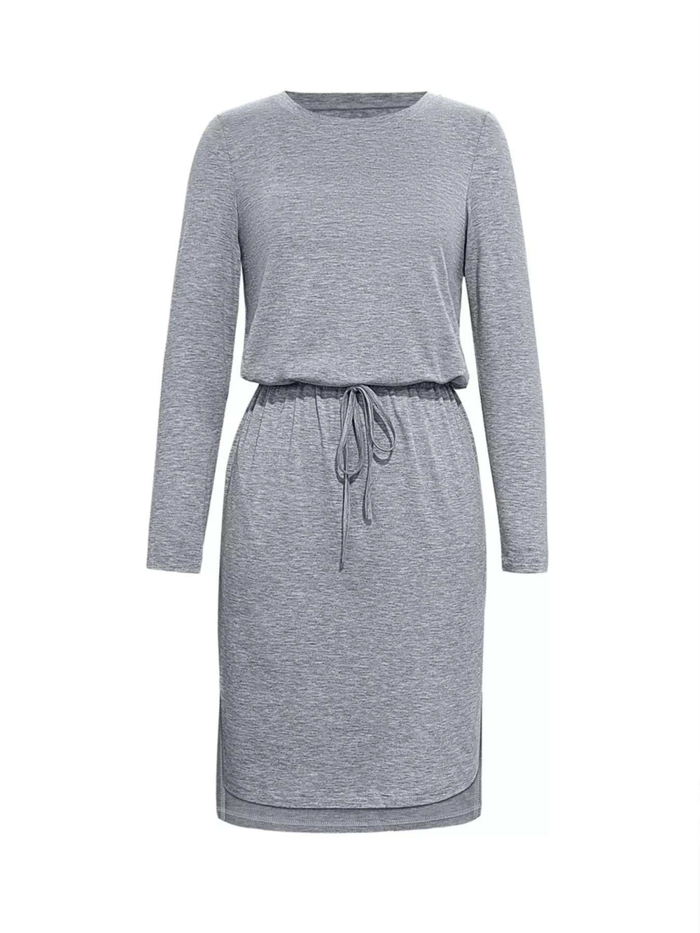 Long Sleeve Drawstring Midi Dress - Trendsi - Flyclothing LLC