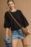 Umgee Full Size Linen Long Sleeve Top with Drawstring Plus Size - Trendsi - Flyclothing LLC