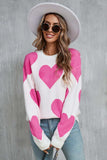 Angel Wings Contrast Heart Dropped Shoulder Long Sleeve Sweater - Trendsi - Flyclothing LLC