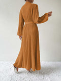 Tie Waist Long Sleeve Dress - Trendsi - Flyclothing LLC