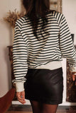 Decorative Button Striped Long Sleeve Sweatshirt - Trendsi - Flyclothing LLC