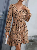 Leopard Surplice Wrap Mini Dress - Trendsi - Flyclothing LLC
