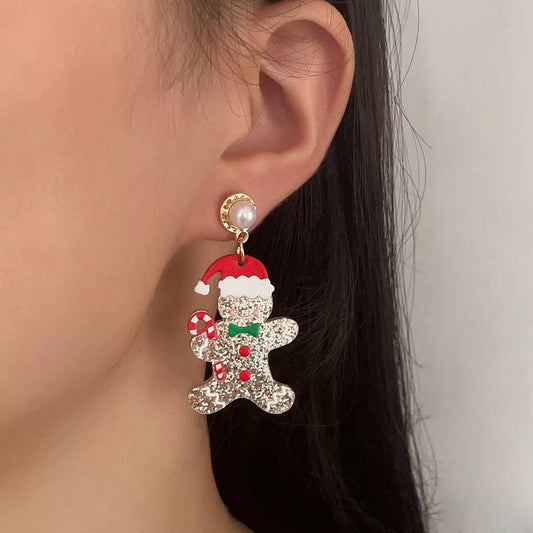 Christmas Gingerbread Man Dangle Earrings - Trendsi - Flyclothing LLC