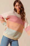 SO ME Multi Color Block Long Sleeve Sweater - Trendsi - Flyclothing LLC