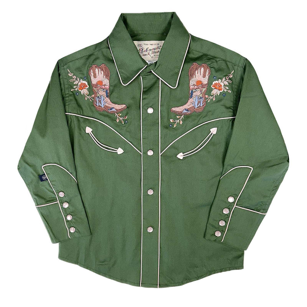 Rockmount Kid's Green Sunrise Boot & Floral Embroidered Western Shirt - Rockmount Clothing - Flyclothing LLC