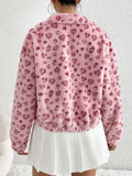 Leopard Zip Up Long Sleeve Furry Jacket - Trendsi - Flyclothing LLC