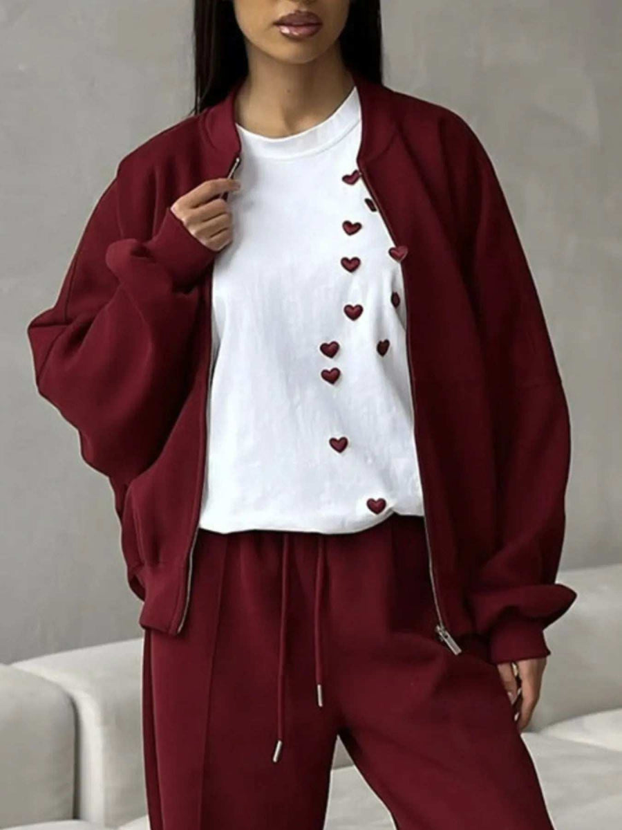 Plus Size Heart Round Neck Short Sleeve T-Shirt - Trendsi - Flyclothing LLC