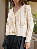 Button Down Long Sleeve Cardigan - Trendsi - Flyclothing LLC