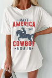 Cowboy Graphic Round Neck Half Sleeve T-Shirt - Trendsi - Flyclothing LLC