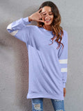 Full Size Striped Round Neck Long Sleeve T-Shirt - Trendsi - Flyclothing LLC