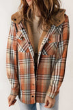Plaid Button Up Long Sleeve Hooded Jacket - Trendsi - Flyclothing LLC