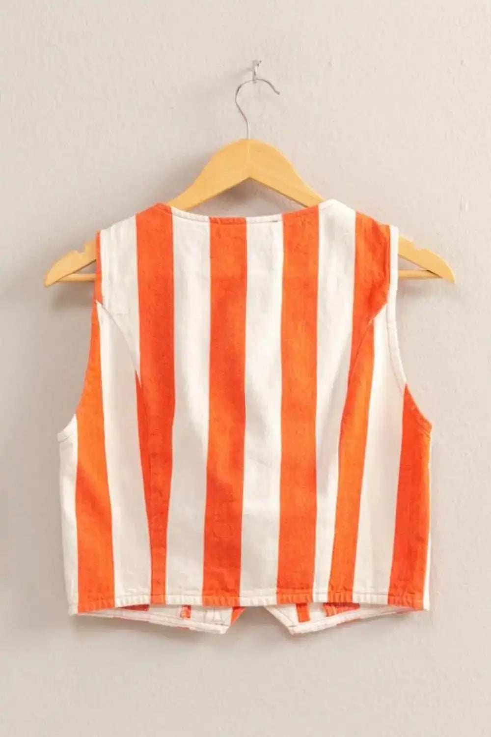 HYFVE Woven Striped V-Neck Button Down Vest - Trendsi - Flyclothing LLC