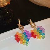 Contrast Crystal Bead Earrings - Trendsi - Flyclothing LLC