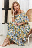 ADORA Layered Floral Off-Shoulder Short Sleeve Maxi Dress - Trendsi - Flyclothing LLC