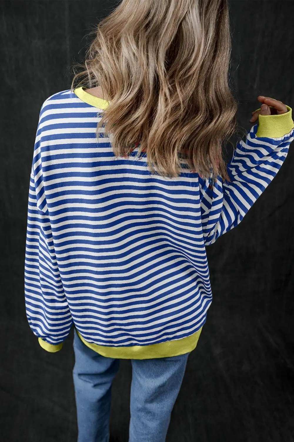 Pumpkin Striped Long Sleeve Sweatshirt - Trendsi - Flyclothing LLC
