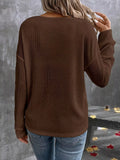 V-Neck Waffle Knit T-Shirt - Trendsi - Flyclothing LLC