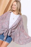 And The Why Sheer Front Tie Knot Oversized Kimono Wrap Cover Up - Trendsi - Flyclothing LLC