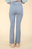 VERY J Washed Denim Stretchy Crossover Waist Leggings - Trendsi - Flyclothing LLC