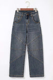Exposed Stitching Loose Straight High Waist Jeans - Trendsi - Flyclothing LLC