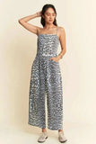 Davi & Dani Leopard Spaghetti Straps Wide Leg Jumpsuit - Trendsi - Flyclothing LLC