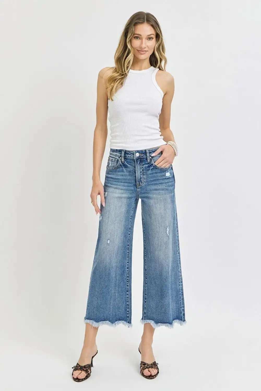 Risen High Rise Cropped Flare Jeans - Trendsi - Flyclothing LLC