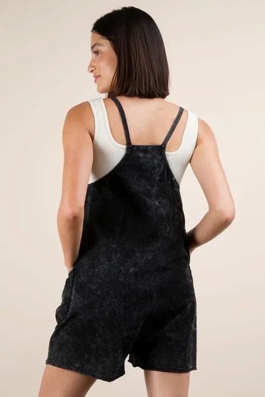 VERY J Plus Size Mineral Washed Sleeveless Knit Romper - Trendsi - Flyclothing LLC