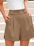 Two Button Wide Waistband Shorts - Trendsi - Flyclothing LLC