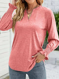 Full Size Notched Long Sleeve T-Shirt - Trendsi - Flyclothing LLC