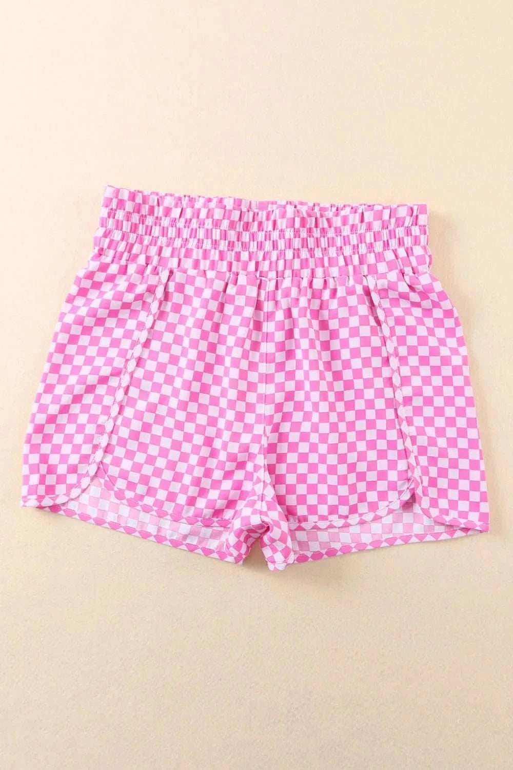 Smocked Elastic Waist Checkered Shorts - Trendsi - Flyclothing LLC