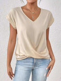 V-Neck Twist Front Top - Trendsi - Flyclothing LLC