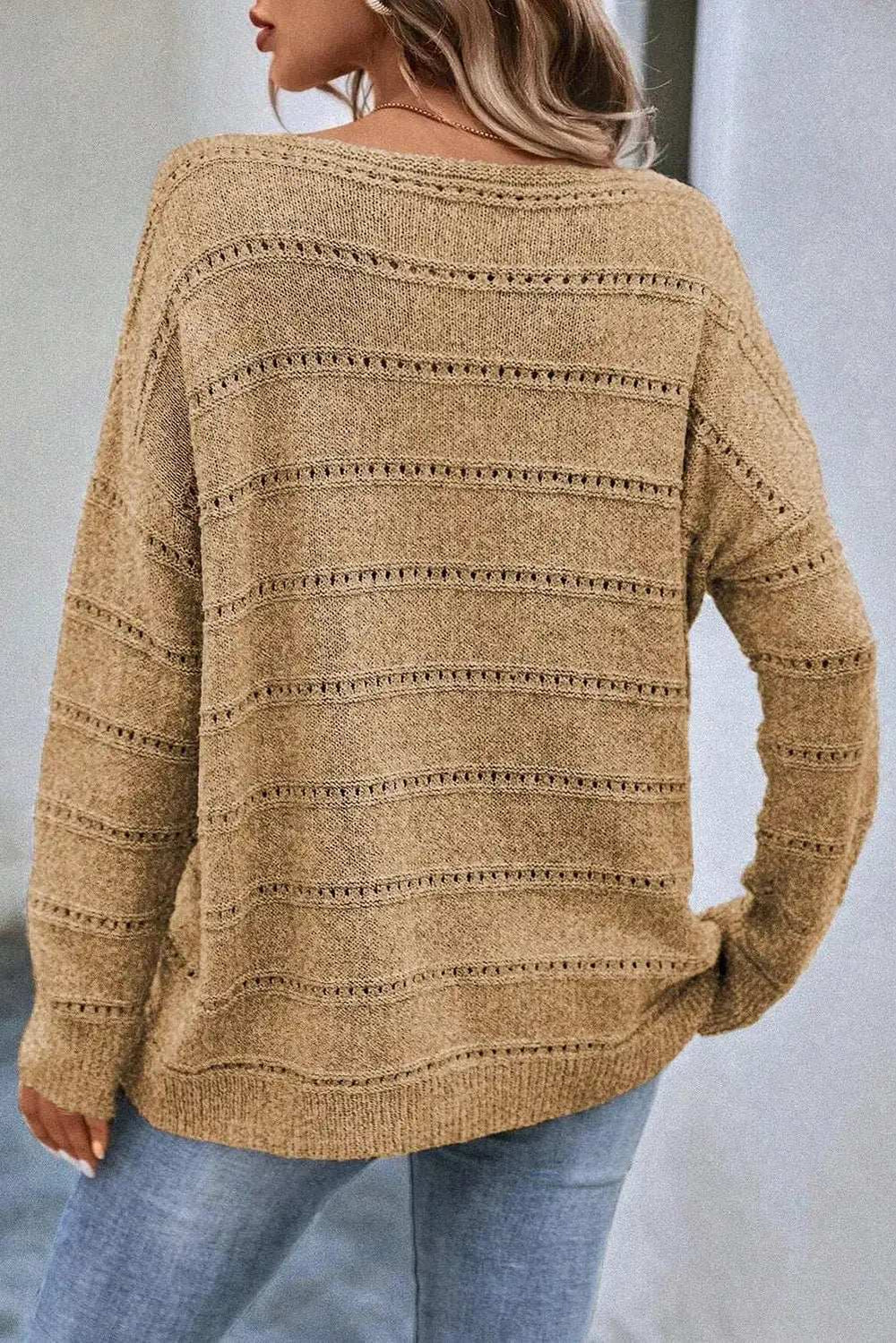 Boat Neck Dropped Shoulder Sweater - Trendsi - Flyclothing LLC