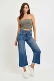 RISEN High Rise Crop Wide Leg Jeans with Wide Band Detail - Trendsi - Flyclothing LLC