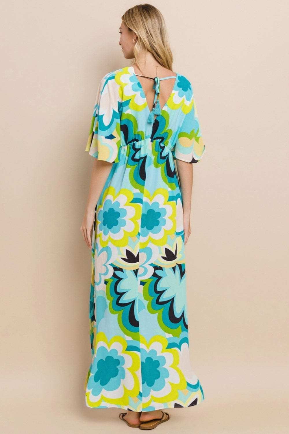ODDI Floral Printed Slit Maxi Dress - Trendsi - Flyclothing LLC