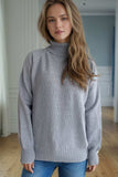 Ribbed Turtleneck Raglan Sleeve Sweater - Trendsi - Flyclothing LLC