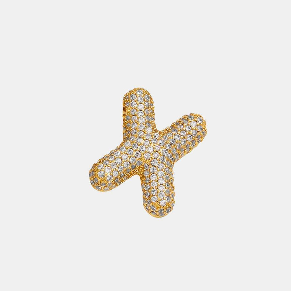 Gold-Plated Inlaid Zircon Letter Necklace - Trendsi - Flyclothing LLC