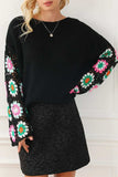 Crochet Round Neck Long Sleeve Knit Top - Trendsi - Flyclothing LLC