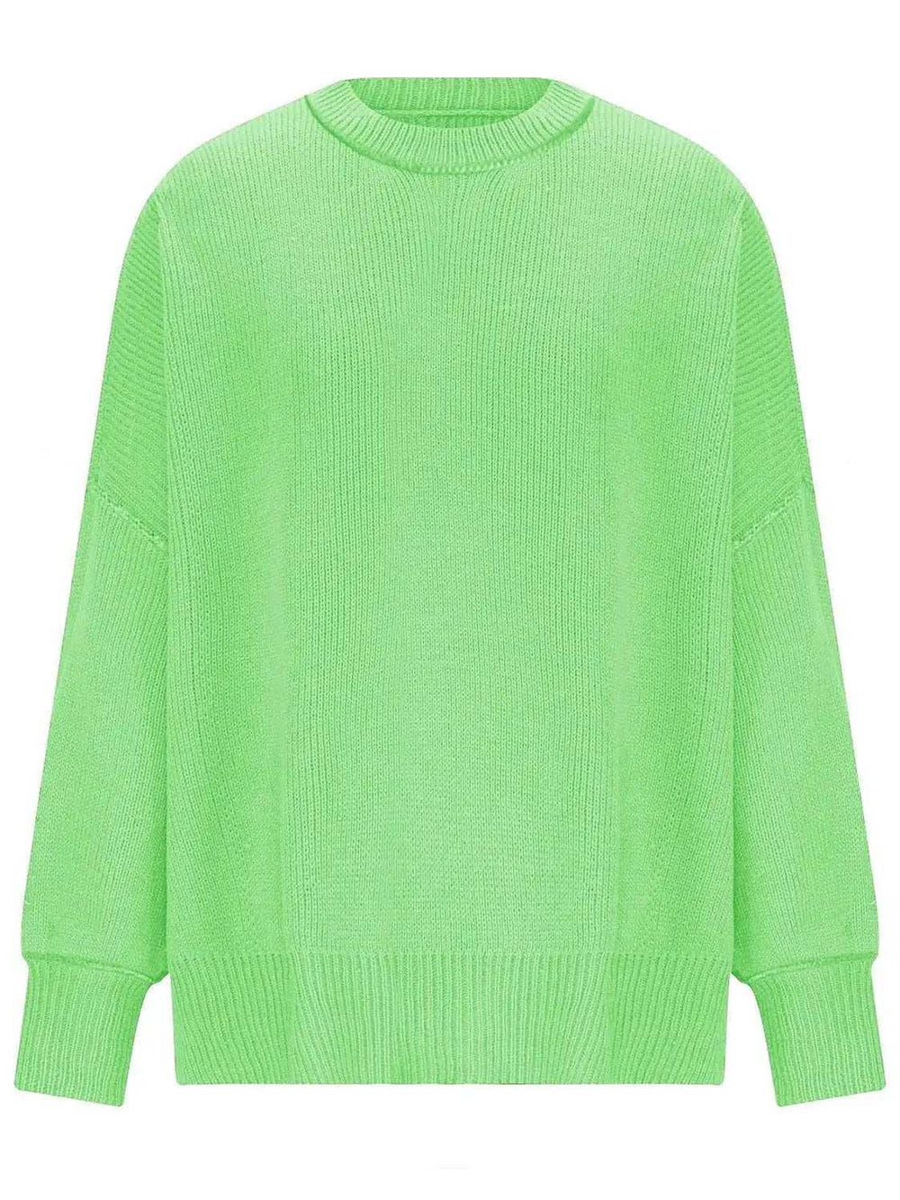 Round Neck Long Sleeve Sweater - Trendsi - Flyclothing LLC