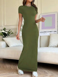 Short Sleeve Maxi Tee Dress - Trendsi - Flyclothing LLC