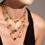 18K Gold-Plated Heart Necklace with Glass Stone - Trendsi - Flyclothing LLC