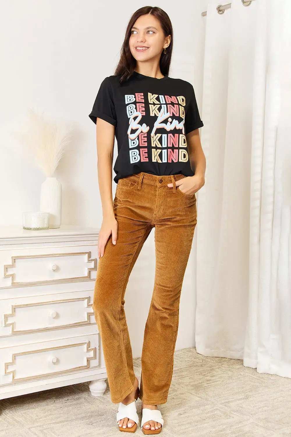 Simply Love BE KIND Graphic Round Neck T-Shirt - Trendsi - Flyclothing LLC