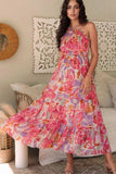 Floral Print Shirred One Shoulder Maxi Dress - Trendsi - Flyclothing LLC
