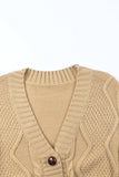Cable-Knit Button Down V-Neck Cardigan - Trendsi - Flyclothing LLC