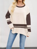 Color Block Side Slit Sweater - Trendsi - Flyclothing LLC