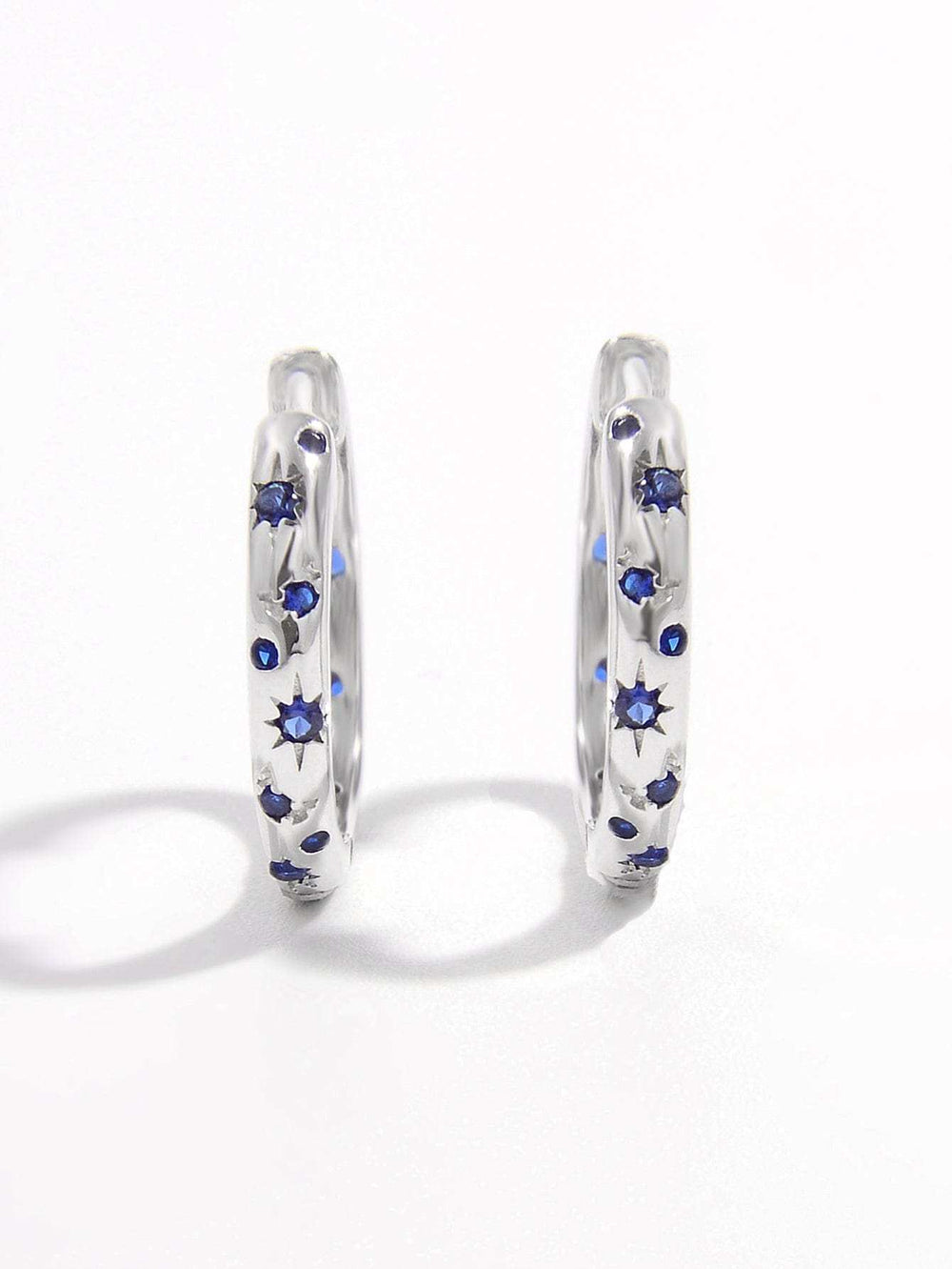 925 Sterling Silver Inlaid Zircon Huggie Earrings - Trendsi - Flyclothing LLC