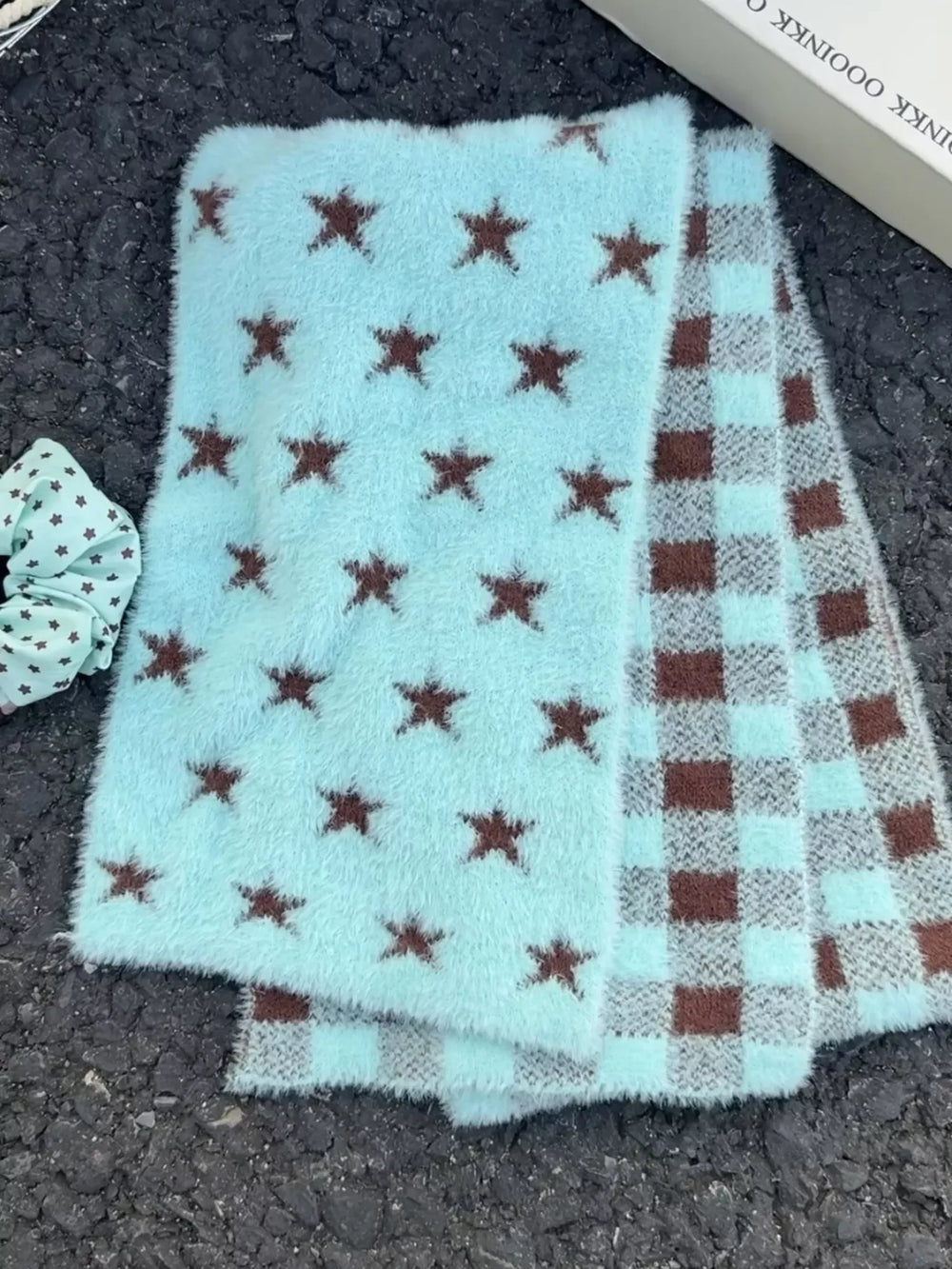 Star Plaid Plush Scarf - Trendsi - Flyclothing LLC