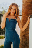 Spaghetti Strap Wide Leg Denim Jumpsuit - Trendsi - Flyclothing LLC