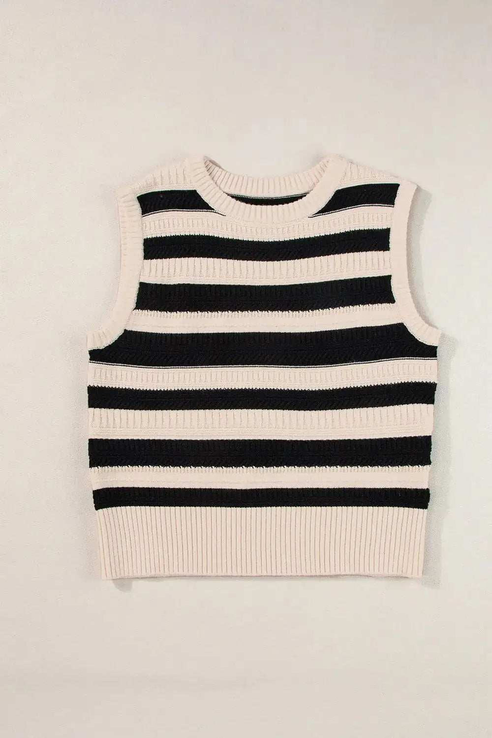 Color Block Round Neck Sweater Vest - Trendsi - Flyclothing LLC